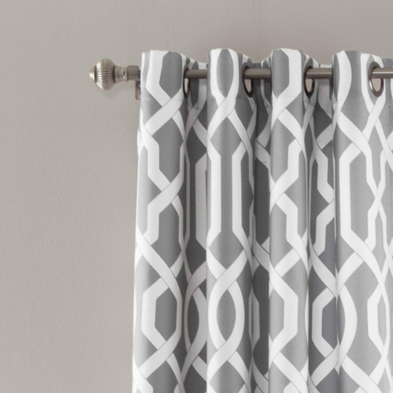 Lush Decor Edward Trellis Curtains Light Filtering Window Panel Set for Living, Dining, Bedroom (Pair), Gray, 52"W x 95"L - Image 2